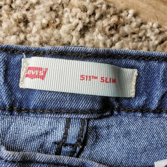 Levi's 511 Slim Boys Size 7X Distressed Blue Jeans Medium Wash EUC - Picture 3 of 15